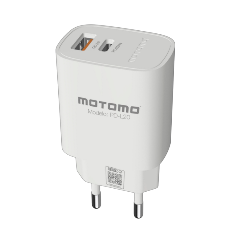 Cargador Rápido Motomo Mo-L20 20w Dual Blanco - Imagen 2
