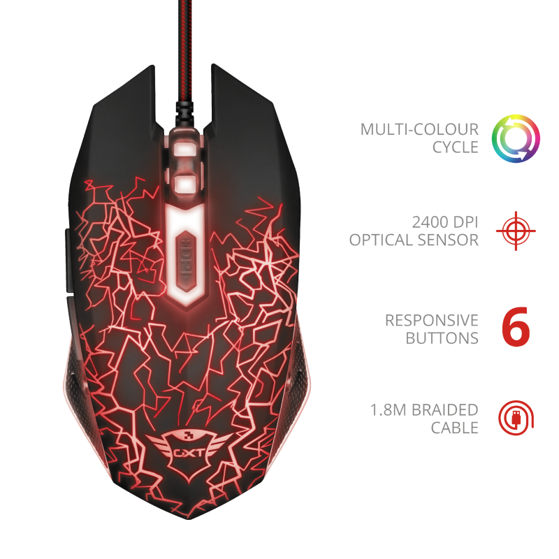 Mouse Gamer Trust Gxt 105 Izza Illuminated Negro - Imagen 4