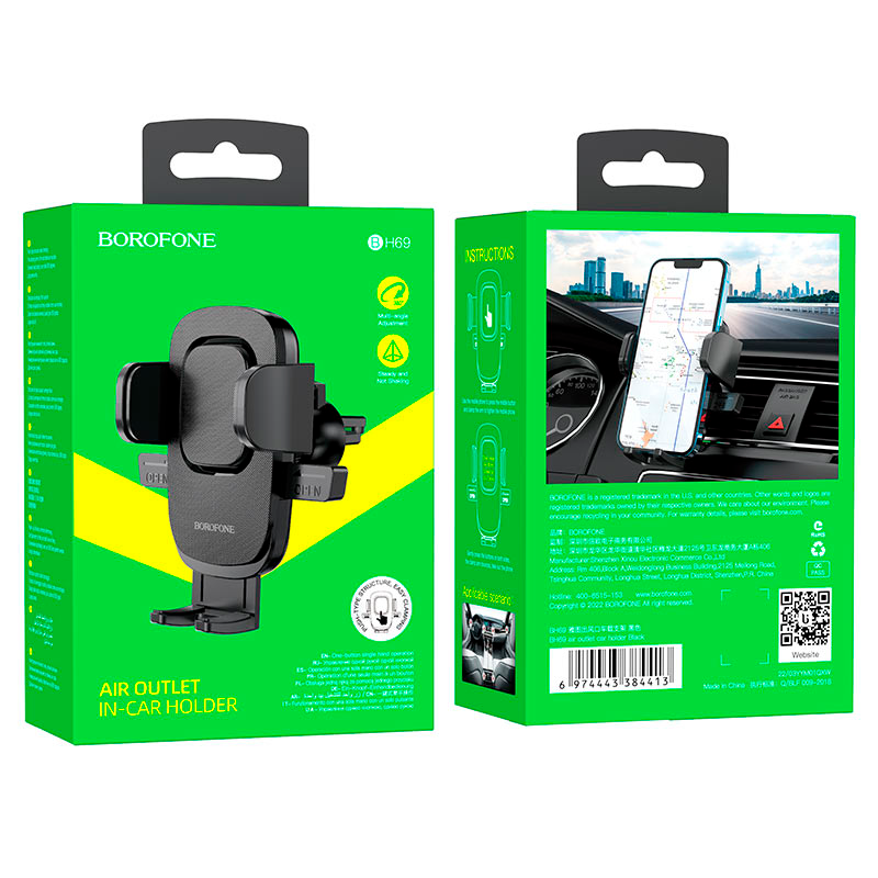 Soporte De Auto Rejilla Borofone Bh69 Negro - Imagen 3