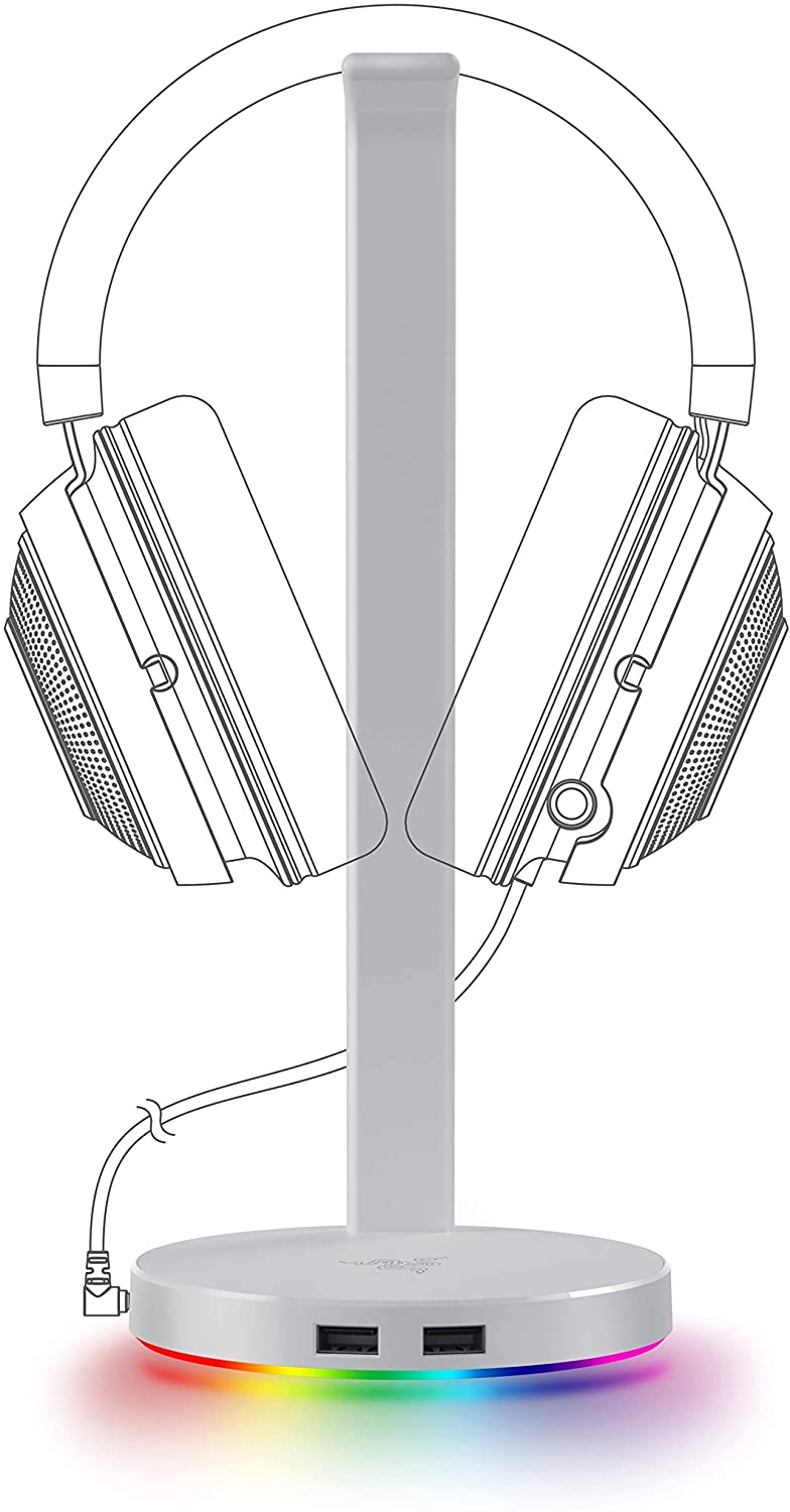 Soporte De Audifonos Razer Base Station V2 Chroma Usb Hub Blanco - Imagen 3