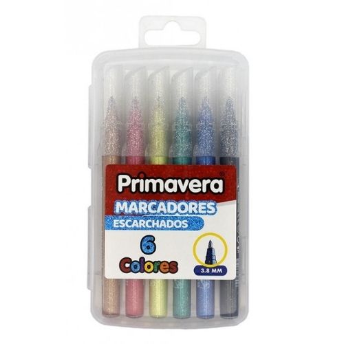 Marcador Escarchado X 6 Primavera Punta 3.8 mm
