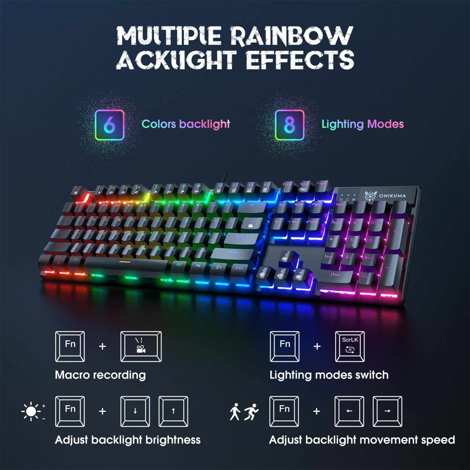 Teclado Gamer Mecanico Onikuma G27 Rgb Led Retroiluminado Negro - Imagen 3