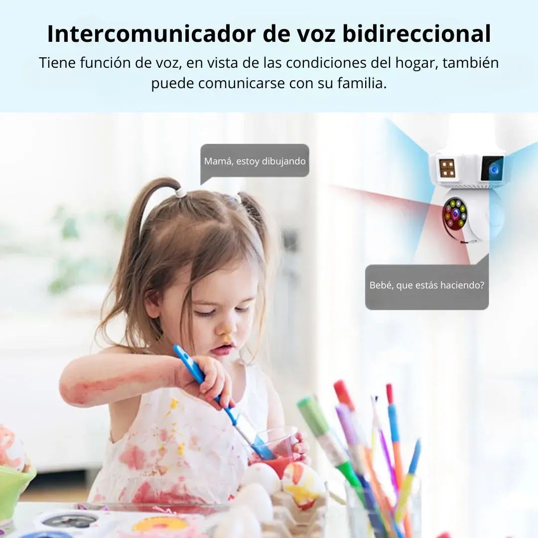Cámara Doble Lente WiFi E27 – Seguridad Inteligente 3 Pantallas en Tiempo Real - Imagen 7