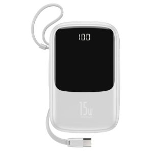 Batería Portátil Baseus 10000 Mah Tipo C 15w Mini Q Pow Blanco