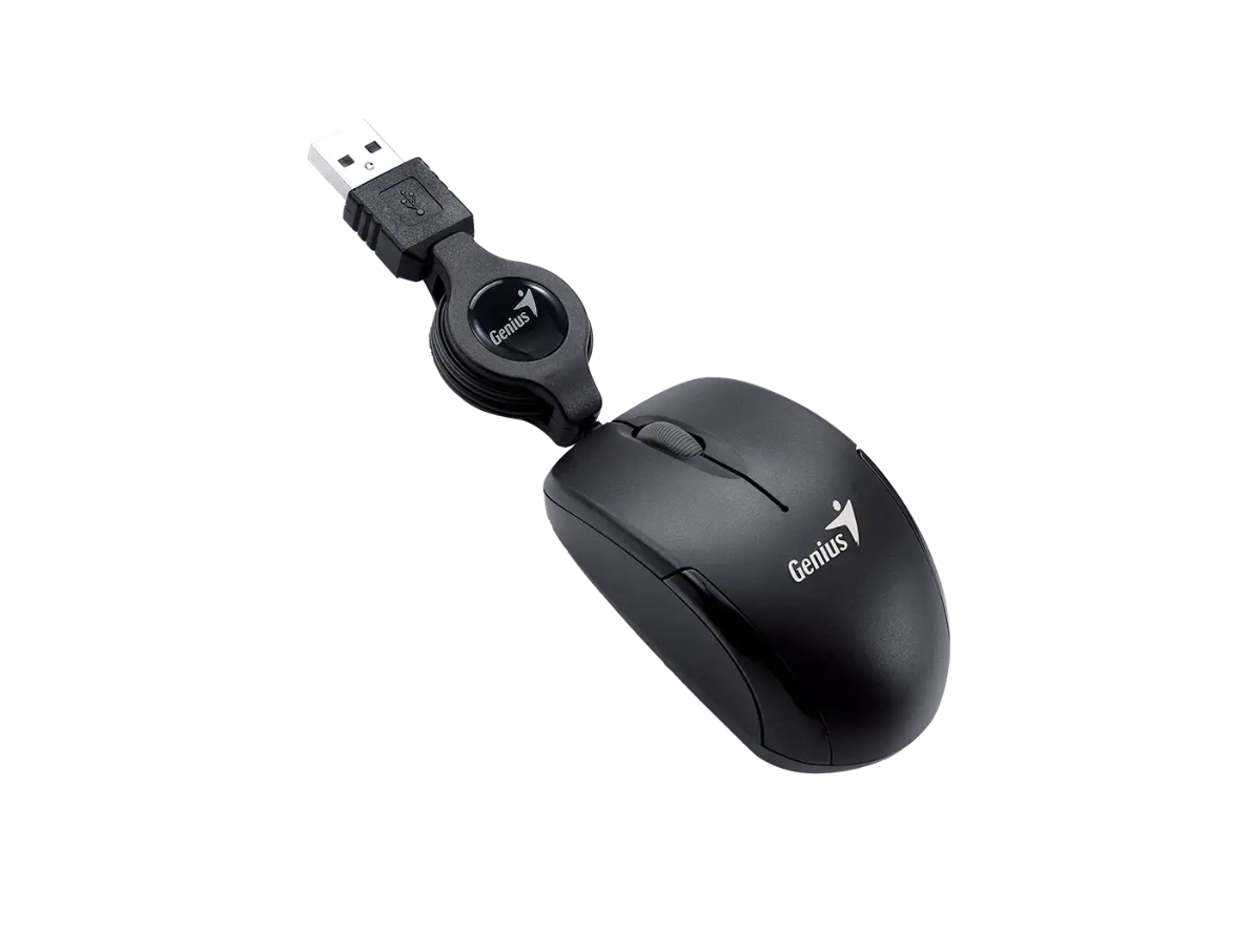 Mouse Con Cable Usb Genius Retractil Micro Traveler V2 Negro - Imagen 2