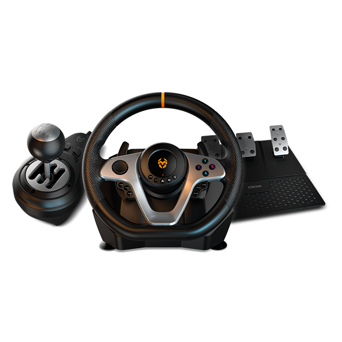 Kit Volante Con Pedales Krom K-Wheel Pro Pc Ps4 Xbox One Switch - Imagen 2