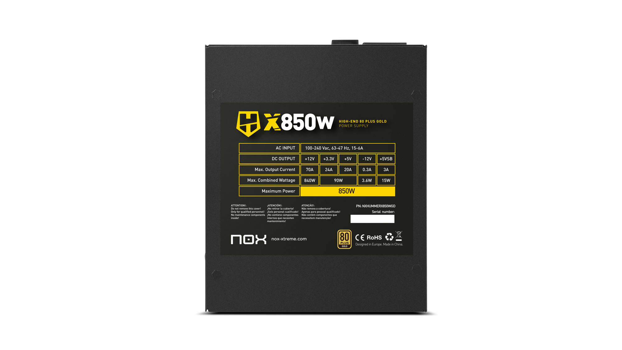 Fuente de Poder Nox Hummer X 850W Modular 80+ Gold - Imagen 3