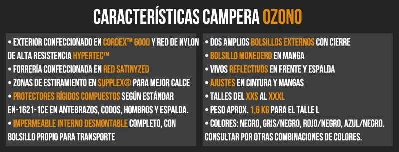 Campera de Moto de Verano OZONO Protecciones e Impermeable desmontable - Imagen 9