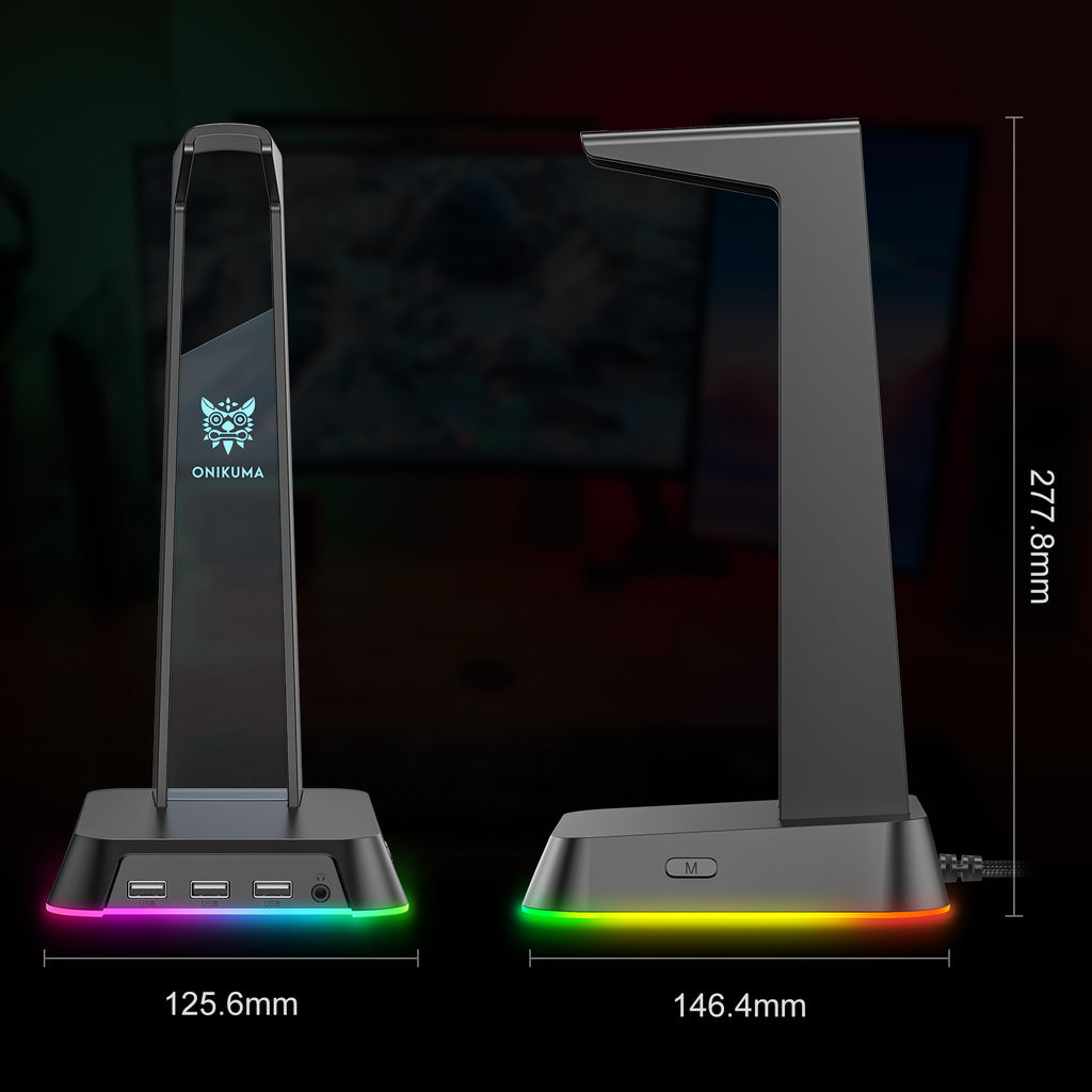 Soporte Stand Audifonos Gamer Onikuma St2 Rgb Usb Negro - Imagen 3