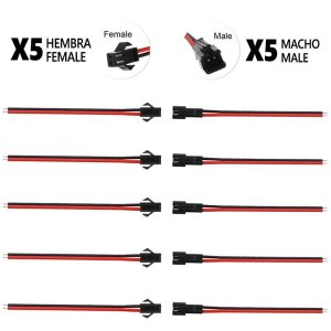 Conector SM 2 pines con cable 22 AWG – 5M/5H (pack 10 unidades)
