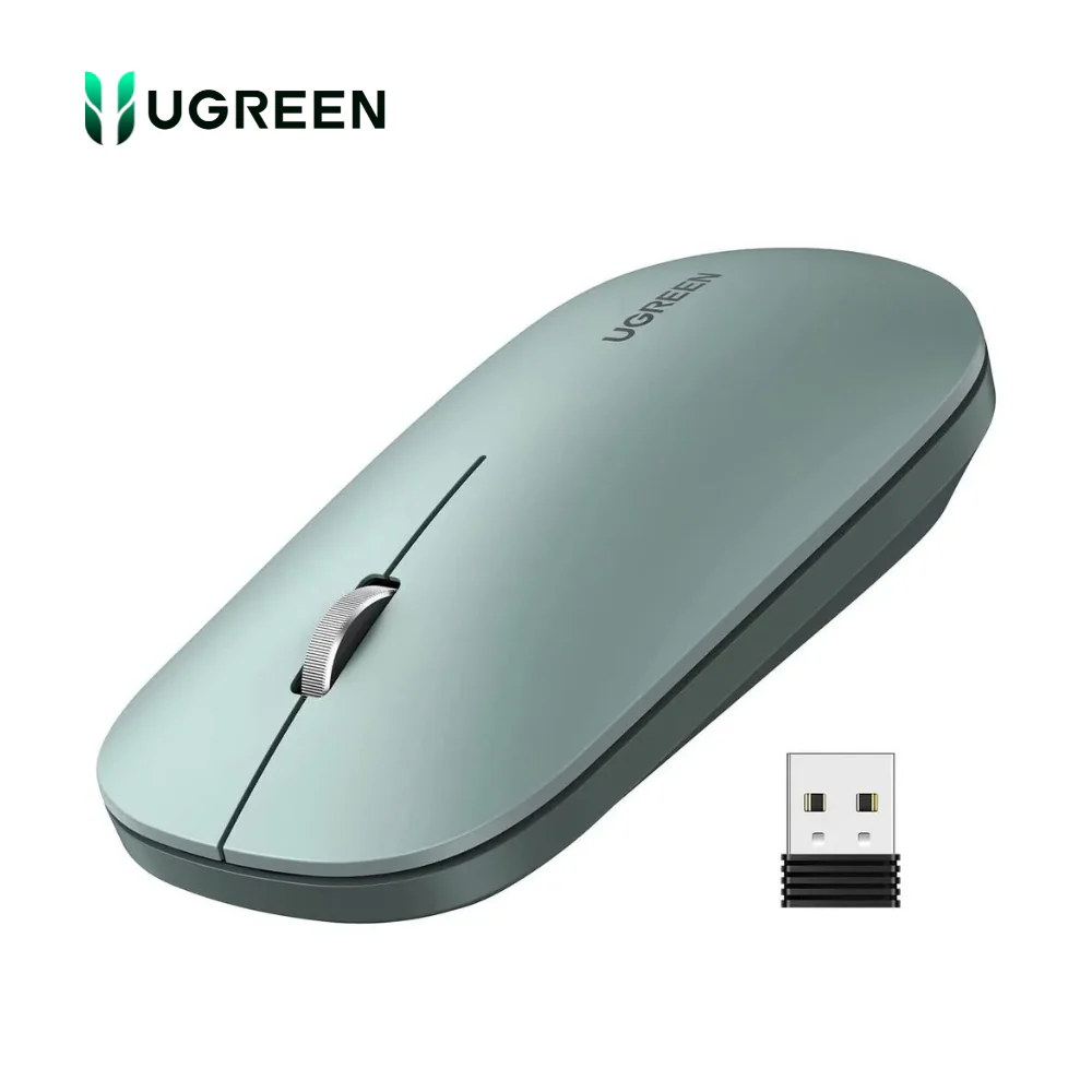 MOUSE UGREEN 90374 - MU001 INALÁMBRICO SILENCIOSO 2.4GHZ 4000 DPI VERDE
