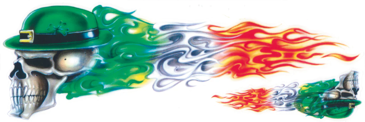 Irish Flame Skull Right 2.76X8.295 decal For Harley-Davidson - Imagen 2